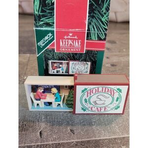 Hallmark 1991 Holiday Cafe Matchbox ornament Xmas decor